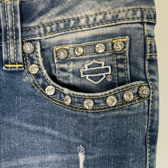 Harley-Davidson Skinny Embellished Low-Rise Wash Jeans 99161-16VW Size 6 - Picture 7 of 16
